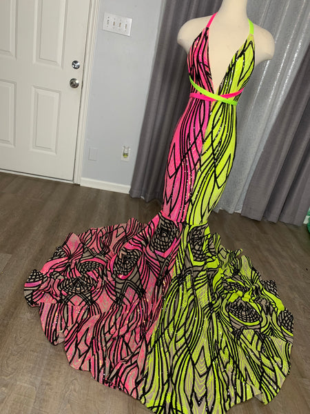 Pink Lime Sequin Dress